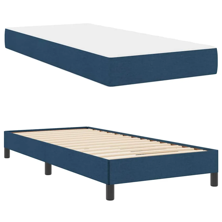 Lit à ressorts avec matelas Bleu 100 x 200 cm tissu - 6