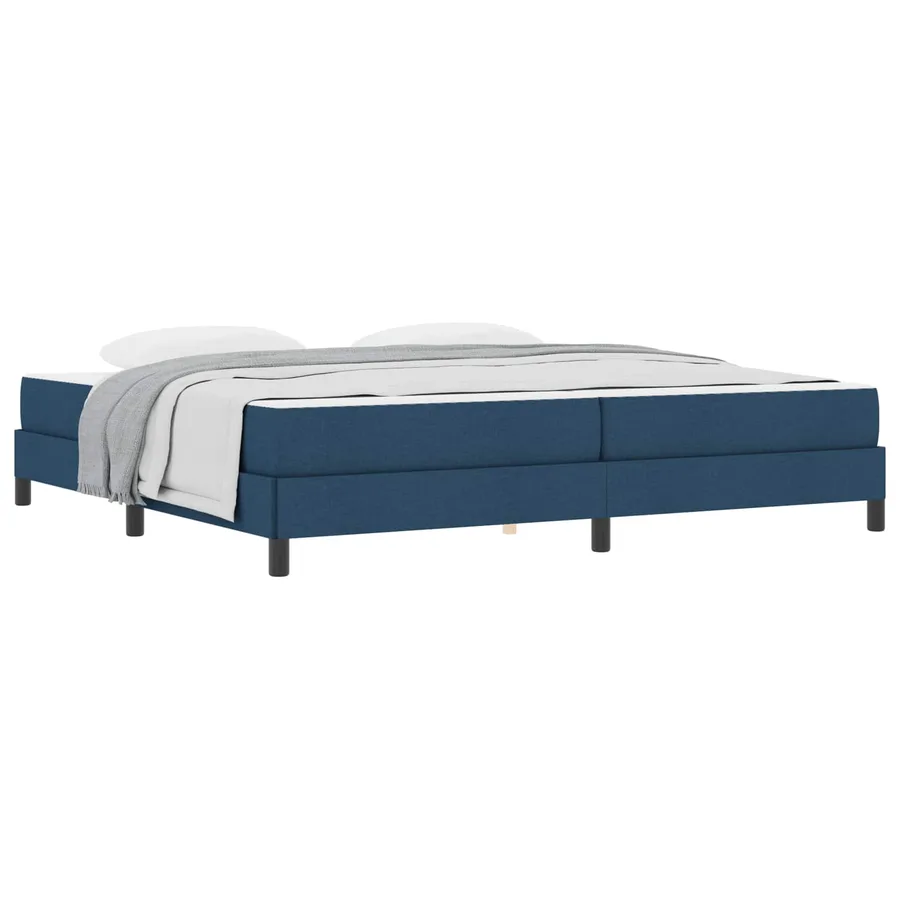 Lit à ressorts avec matelas Bleu 200 x 200 cm tissu - 2