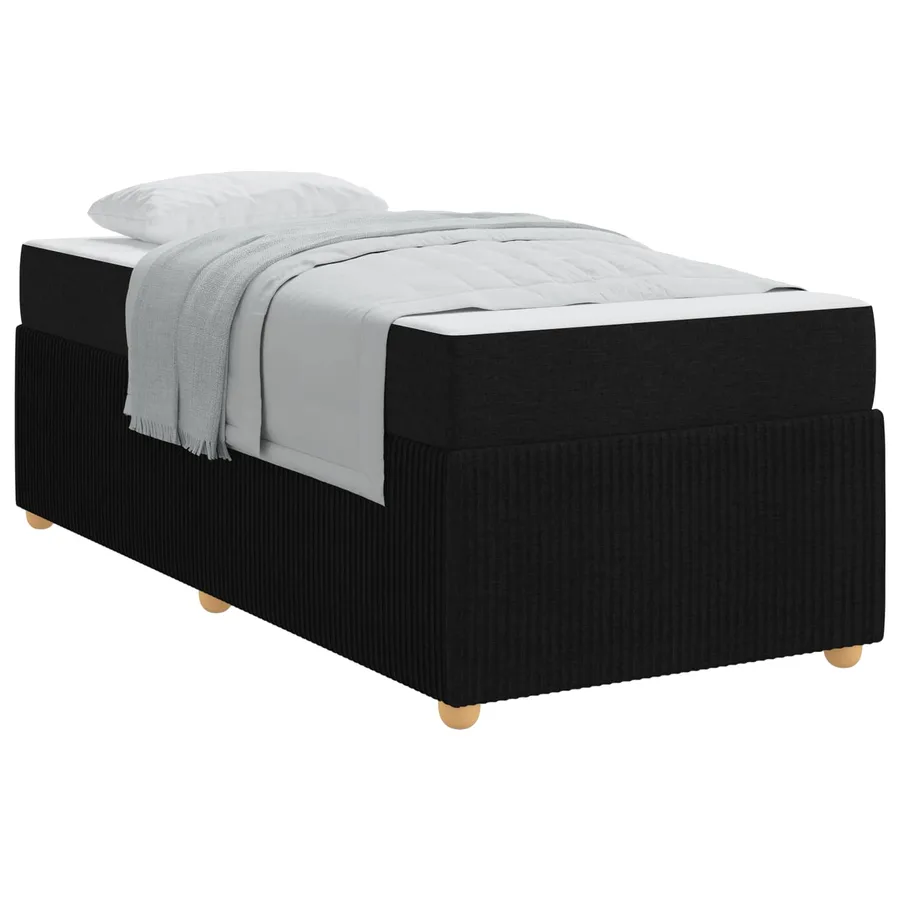 Cadre de lit avec matelas Noir 80 x 200 cm tissu - 2