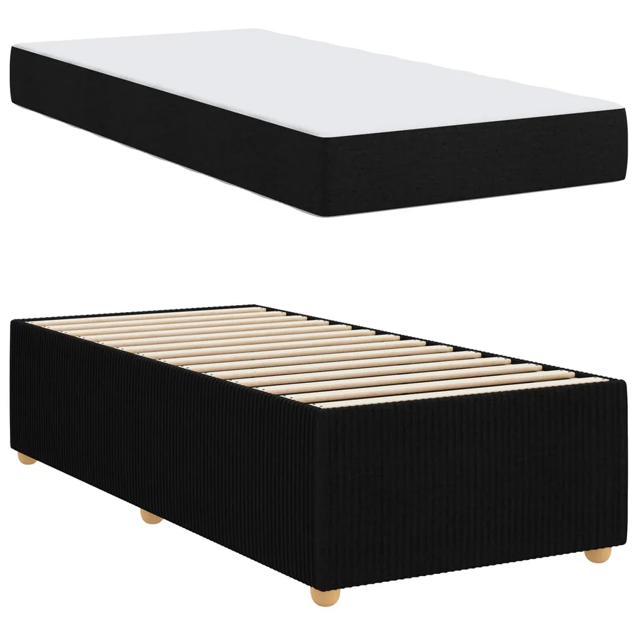 Cadre de lit avec matelas Noir 80 x 200 cm tissu - 5