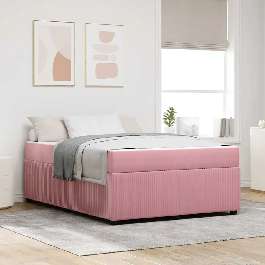 Cadre de lit avec matelas Rose 140 x 200 cm tissu