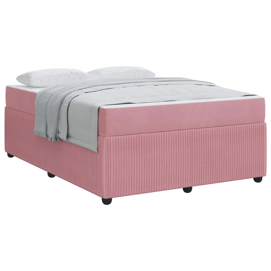 Cadre de lit avec matelas Rose 140 x 200 cm tissu - 2