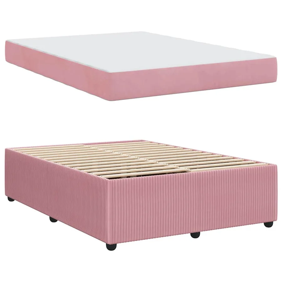 Cadre de lit avec matelas Rose 140 x 200 cm tissu - 4