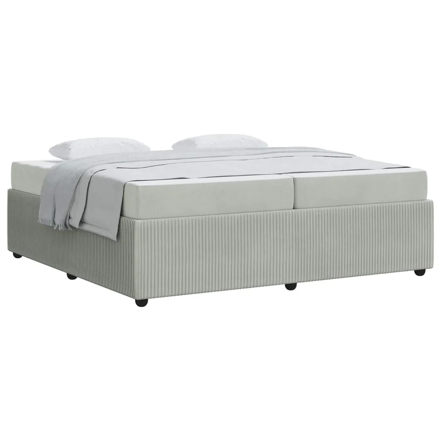 Cadre de lit avec matelas Gris clair 200 x 200 cm tissu - 2