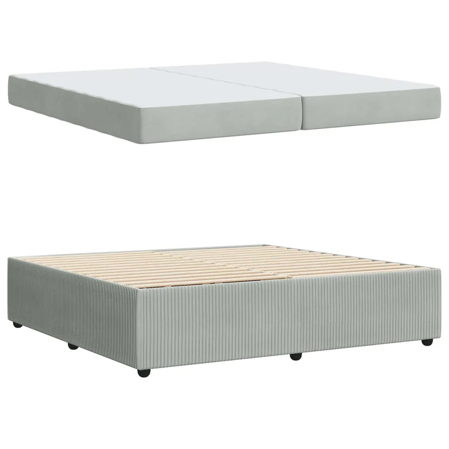 Cadre de lit avec matelas Gris clair 200 x 200 cm tissu - 4
