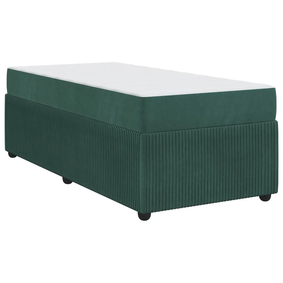 Cadre de lit avec matelas Vert foncé 90 x 190 cm tissu - 4