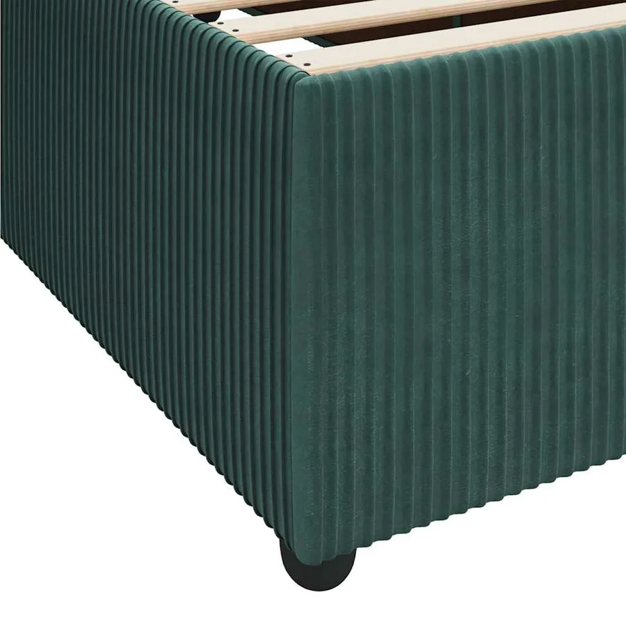 Cadre de lit avec matelas Vert foncé 90 x 190 cm tissu - 8