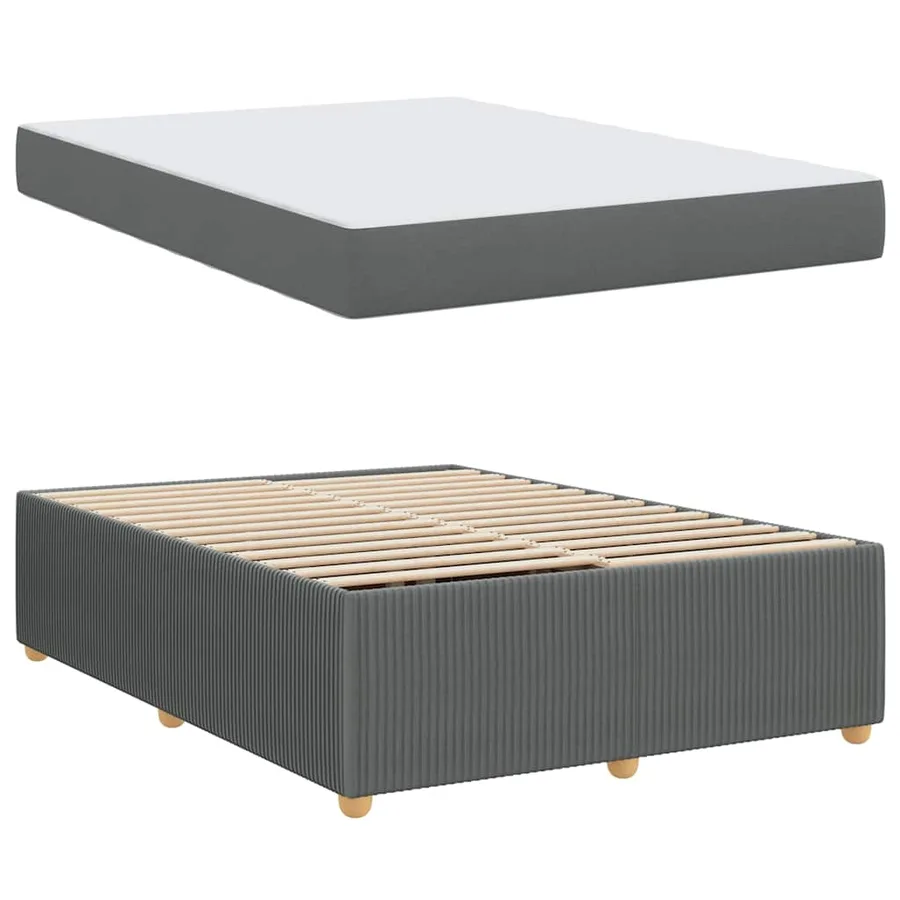 Cadre de lit avec matelas Gris foncé 160 x 200 cm tissu - 4