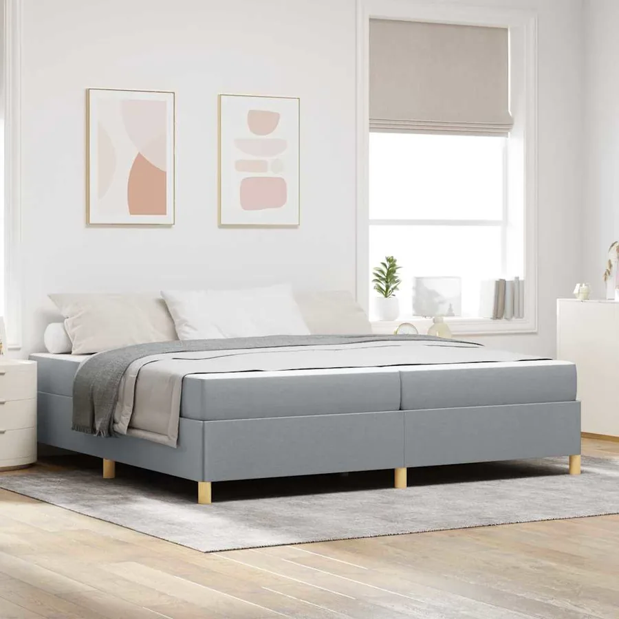 Cadre de lit avec matelas Gris clair 200 x 200 cm tissu