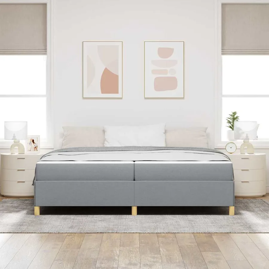 Cadre de lit avec matelas Gris clair 200 x 200 cm tissu - 3