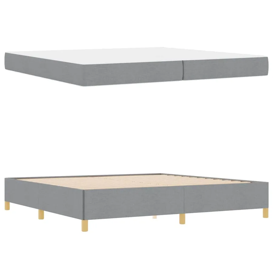 Cadre de lit avec matelas Gris clair 200 x 200 cm tissu - 6