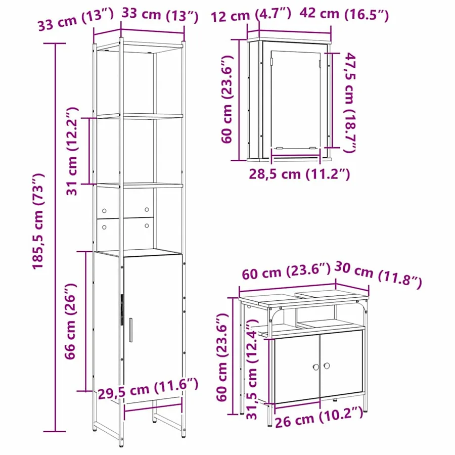 Ensemble de mobilier de salle de bain 3 pcs Chêne Sonoma - 15