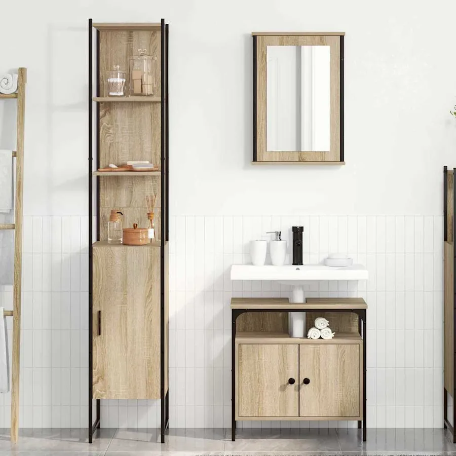 Ensemble de mobilier de salle de bain 3 pcs Chêne Sonoma - 4