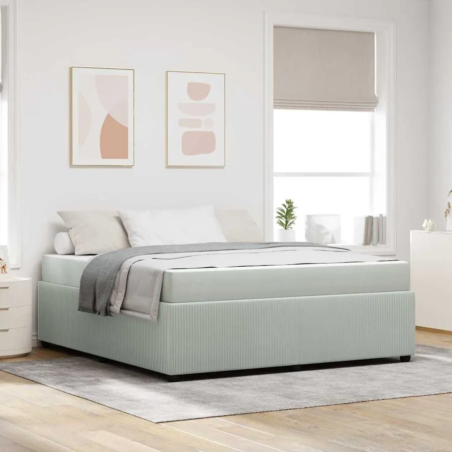 Cadre de lit avec matelas Gris clair 180 x 200 cm tissu