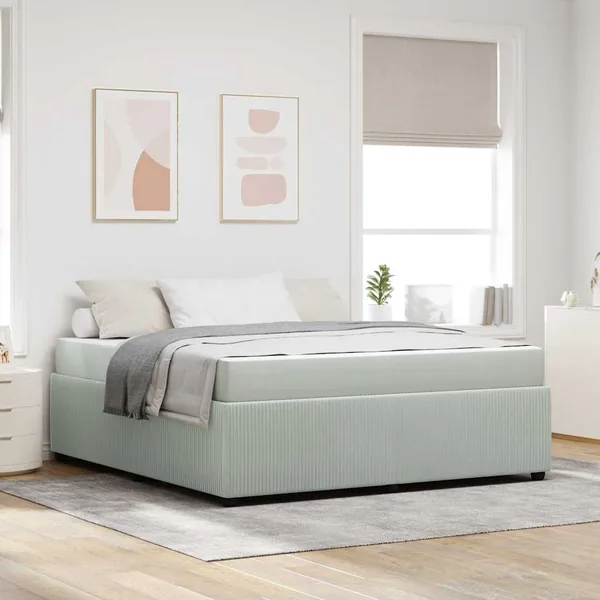 Cadre de lit avec matelas Gris clair 180 x 200 cm tissu