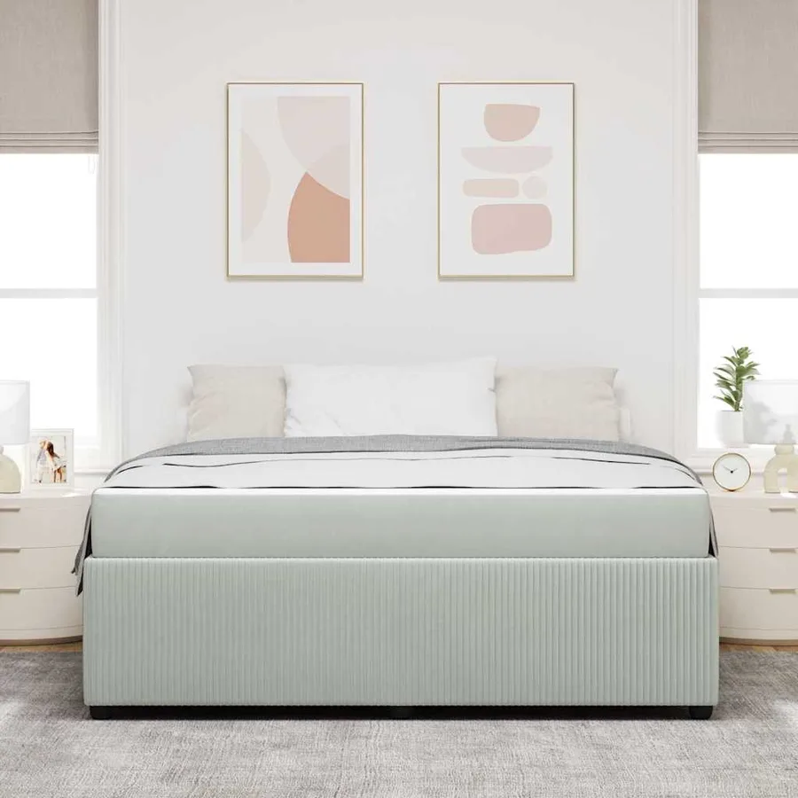 Cadre de lit avec matelas Gris clair 180 x 200 cm tissu - 3