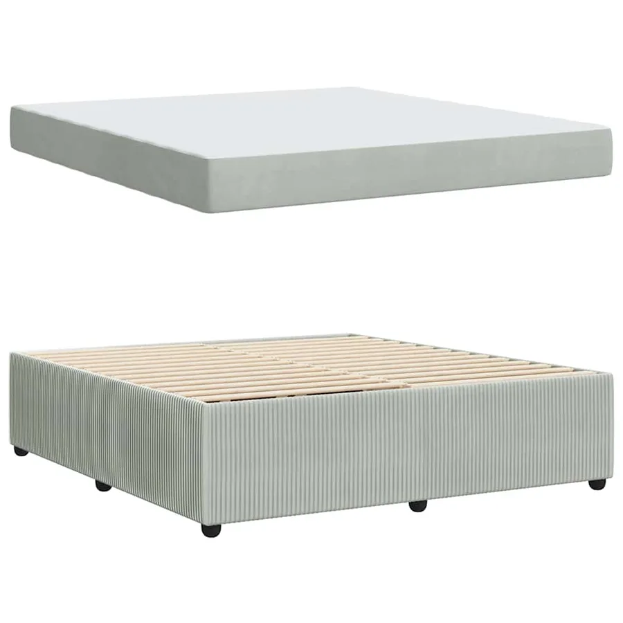 Cadre de lit avec matelas Gris clair 180 x 200 cm tissu - 4