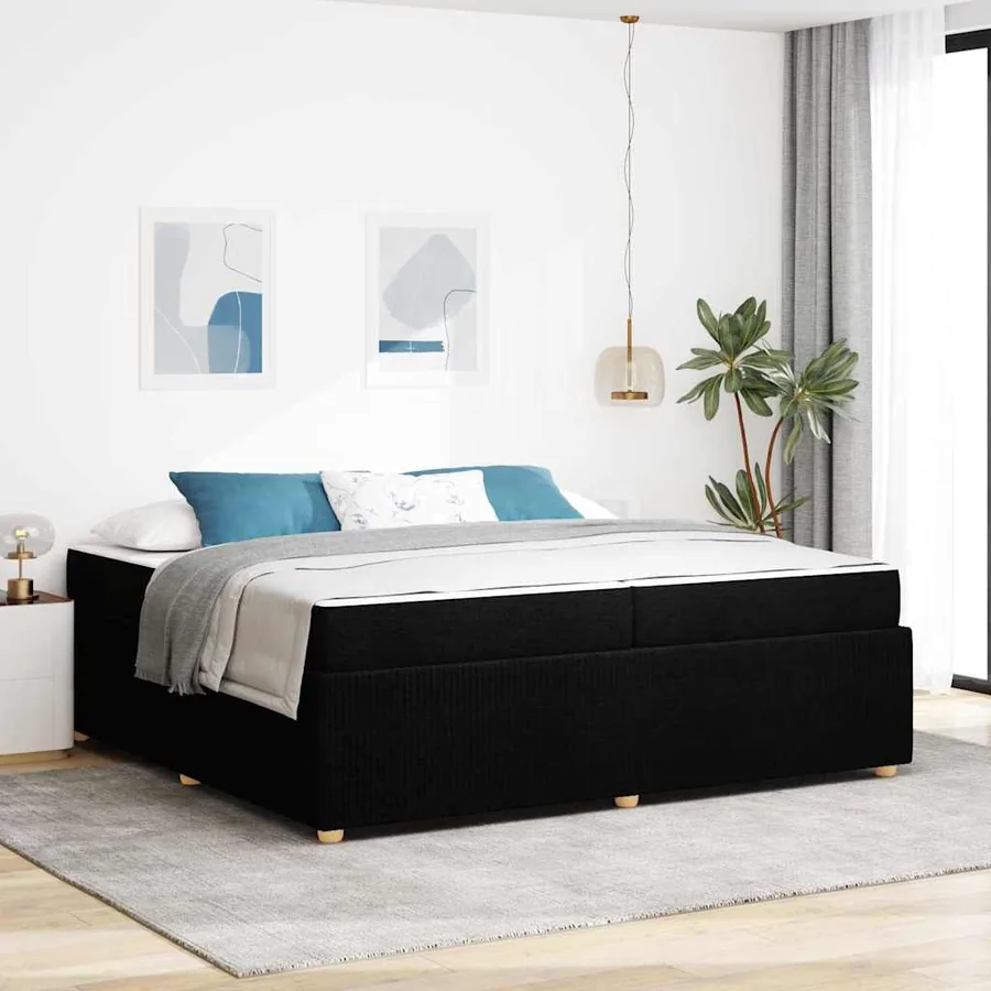 Cadre de lit avec matelas Noir 200 x 200 cm tissu