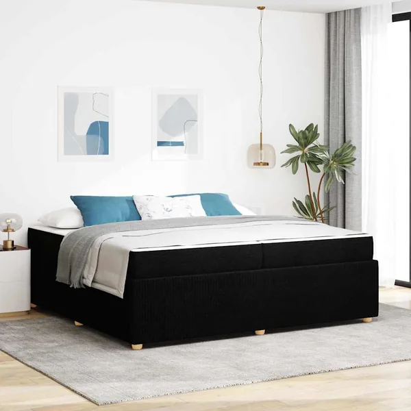 Cadre de lit avec matelas Noir 200 x 200 cm tissu