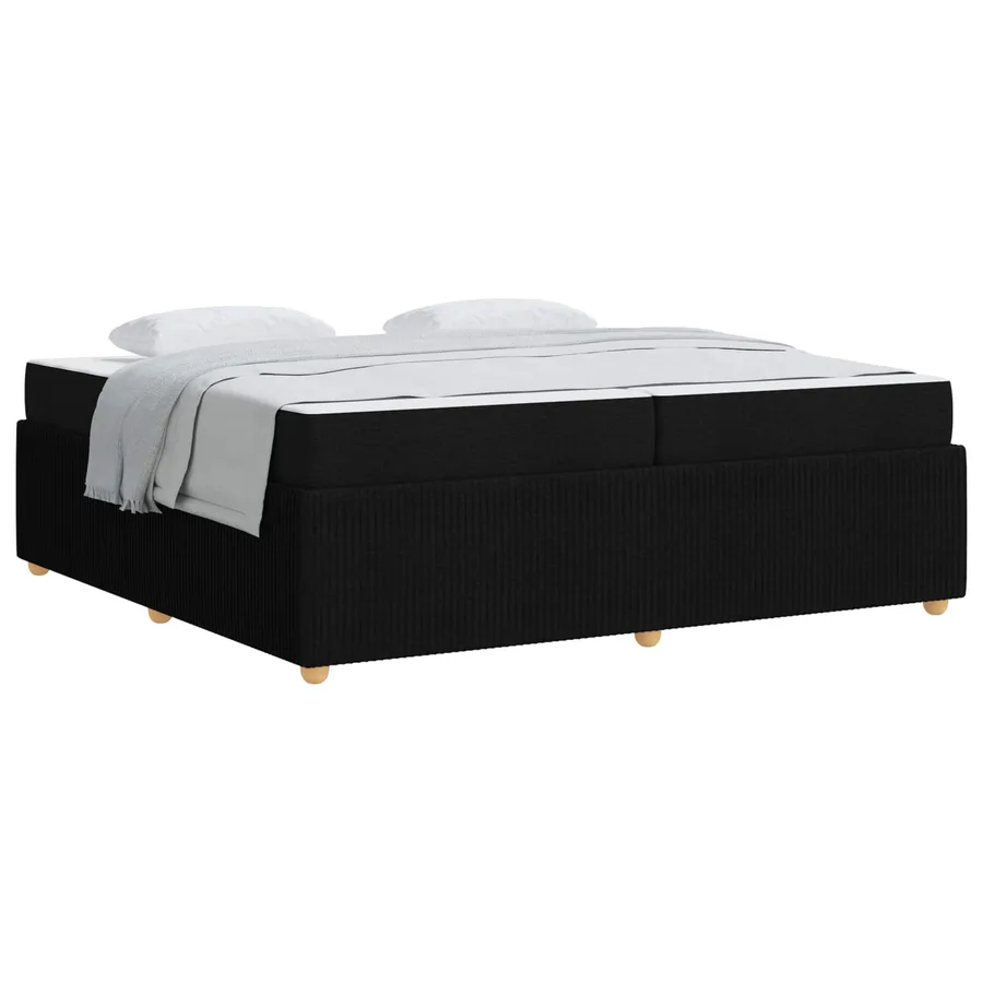 Cadre de lit avec matelas Noir 200 x 200 cm tissu - 2