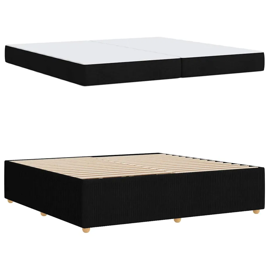 Cadre de lit avec matelas Noir 200 x 200 cm tissu - 4