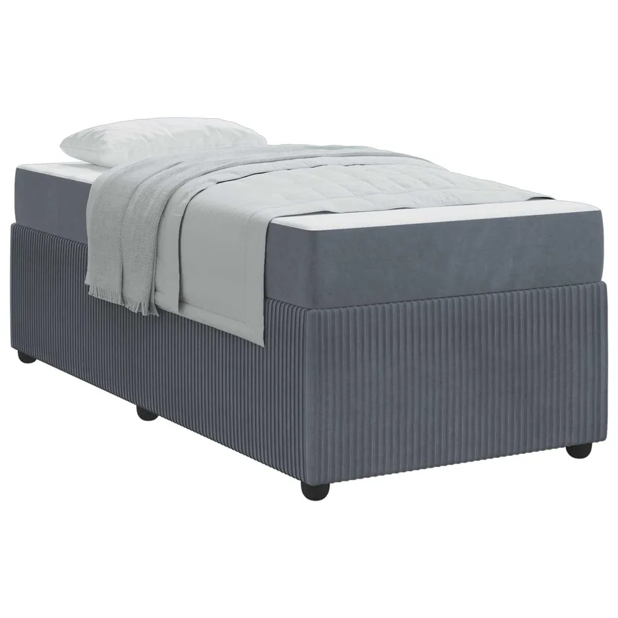 Cadre de lit avec matelas Gris foncé 100 x 200 cm tissu - 2