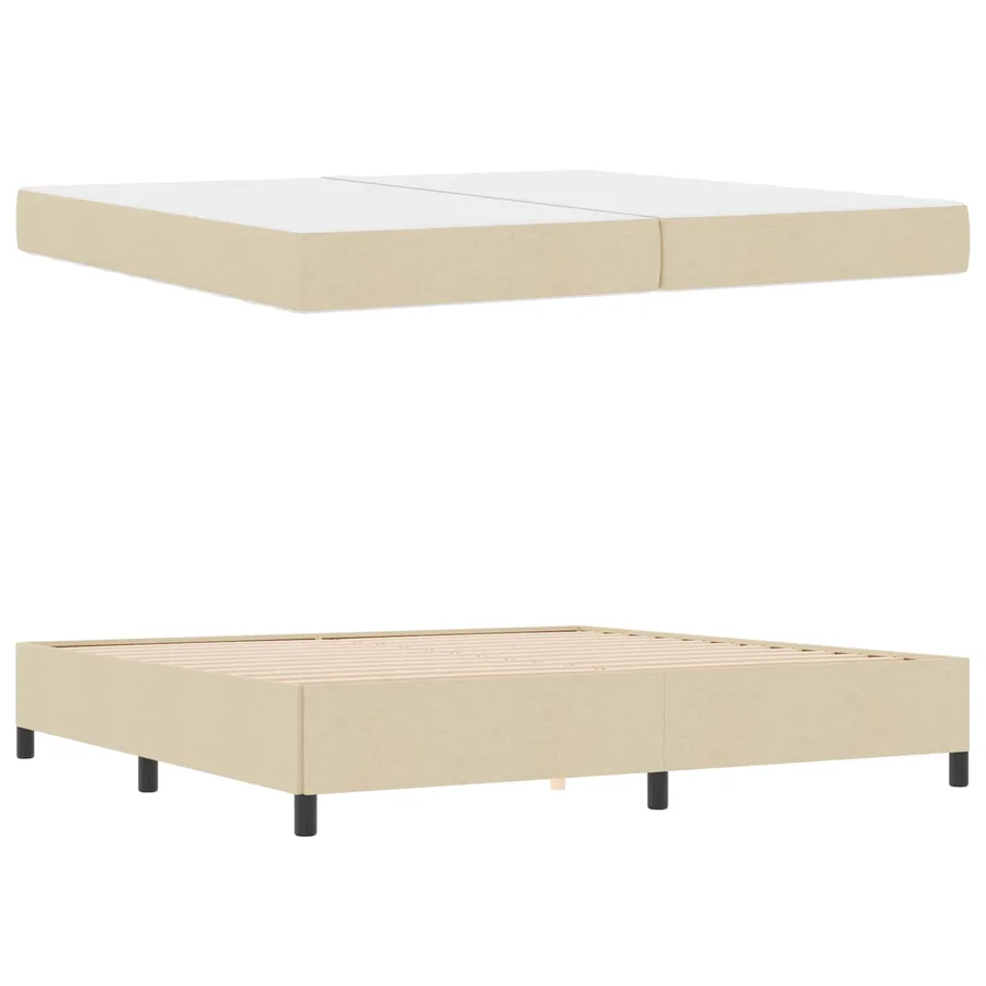 Lit à ressorts avec matelas Crème 200 x 200 cm tissu - 4