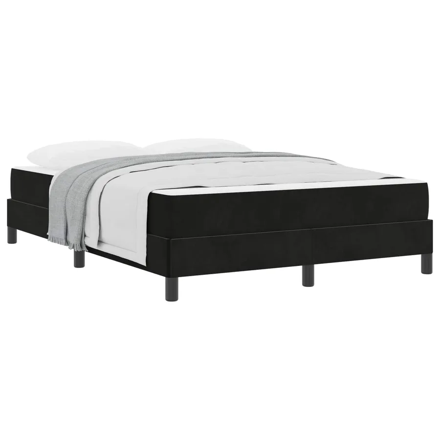 Lit à ressorts avec matelas Noir 140 x 190 cm tissu - 2