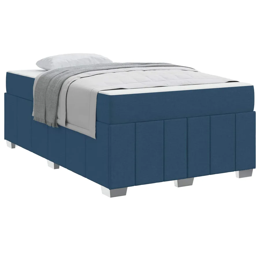 Cadre de lit avec matelas Bleu 120 x 200 cm tissu - 2