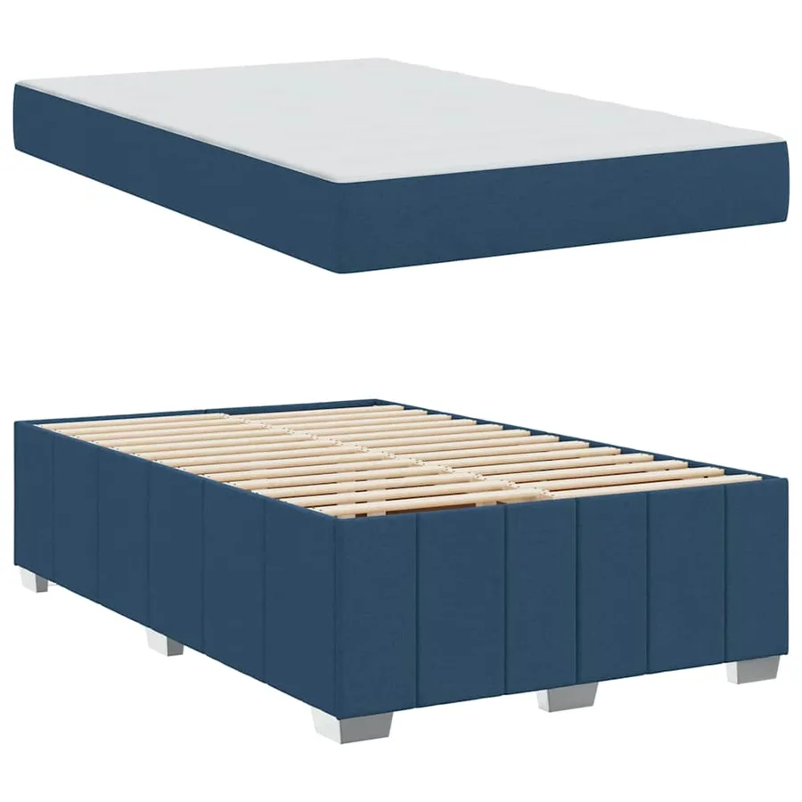 Cadre de lit avec matelas Bleu 120 x 200 cm tissu - 6
