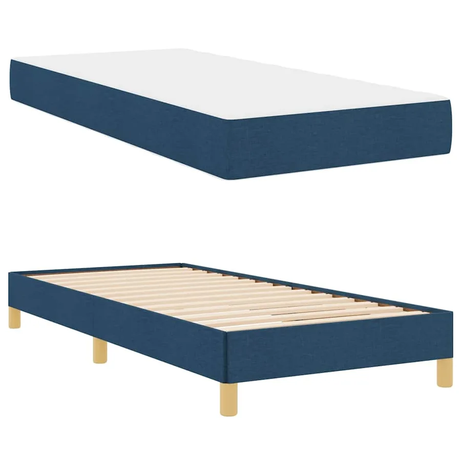Lit à ressorts avec matelas Bleu 100 x 200 cm tissu - 6