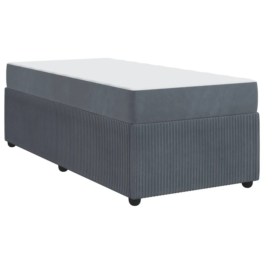 Cadre de lit avec matelas Gris foncé 90 x 190 cm tissu - 4