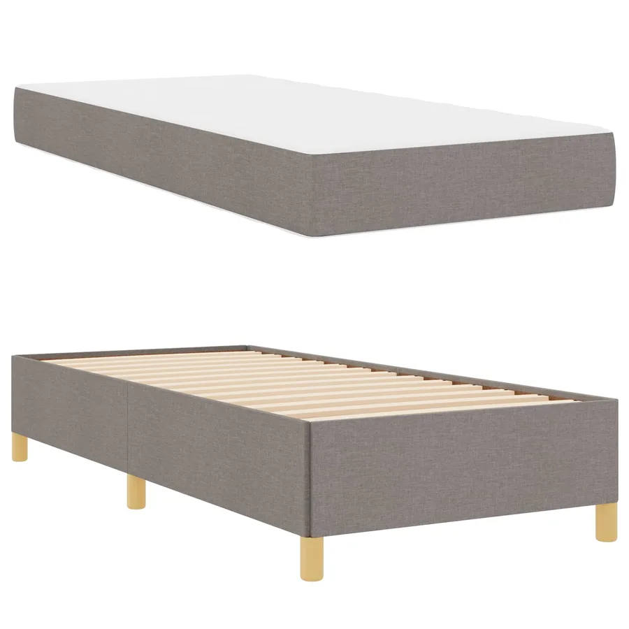 Cadre de lit avec matelas Taupe 100 x 200 cm tissu - 5