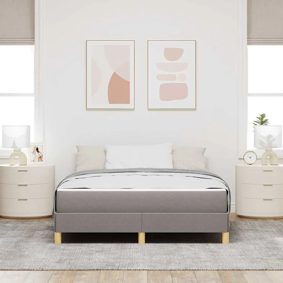 Lit à ressorts avec matelas Taupe 140 x 200 cm tissu - 3