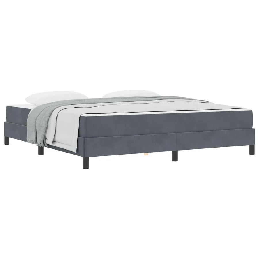 Lit à ressorts avec matelas Gris foncé 180 x 220 cm tissu - 2