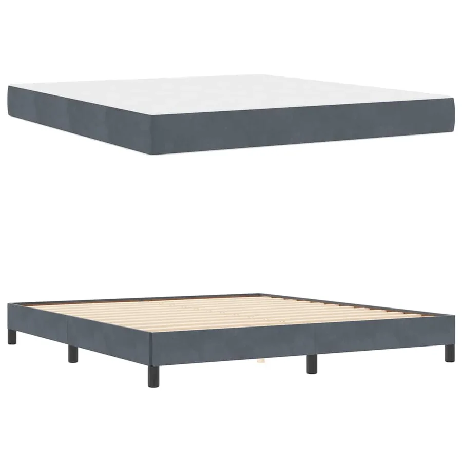 Lit à ressorts avec matelas Gris foncé 180 x 220 cm tissu - 4
