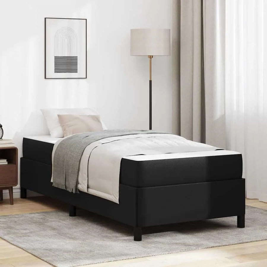 Cadre de lit avec matelas Noir 80 x 200 cm tissu