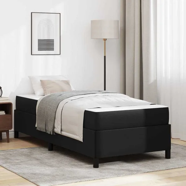 Cadre de lit avec matelas Noir 80 x 200 cm tissu