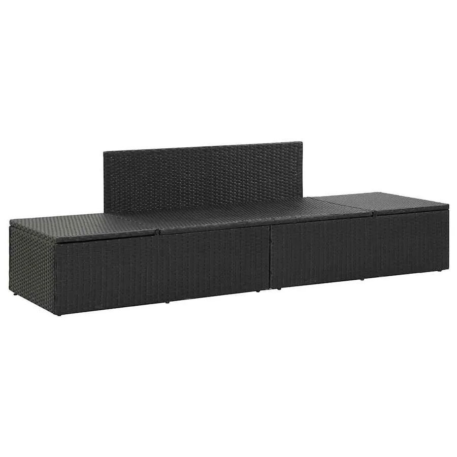 Chaise longue avec coussins Résine tressée Noir - 7