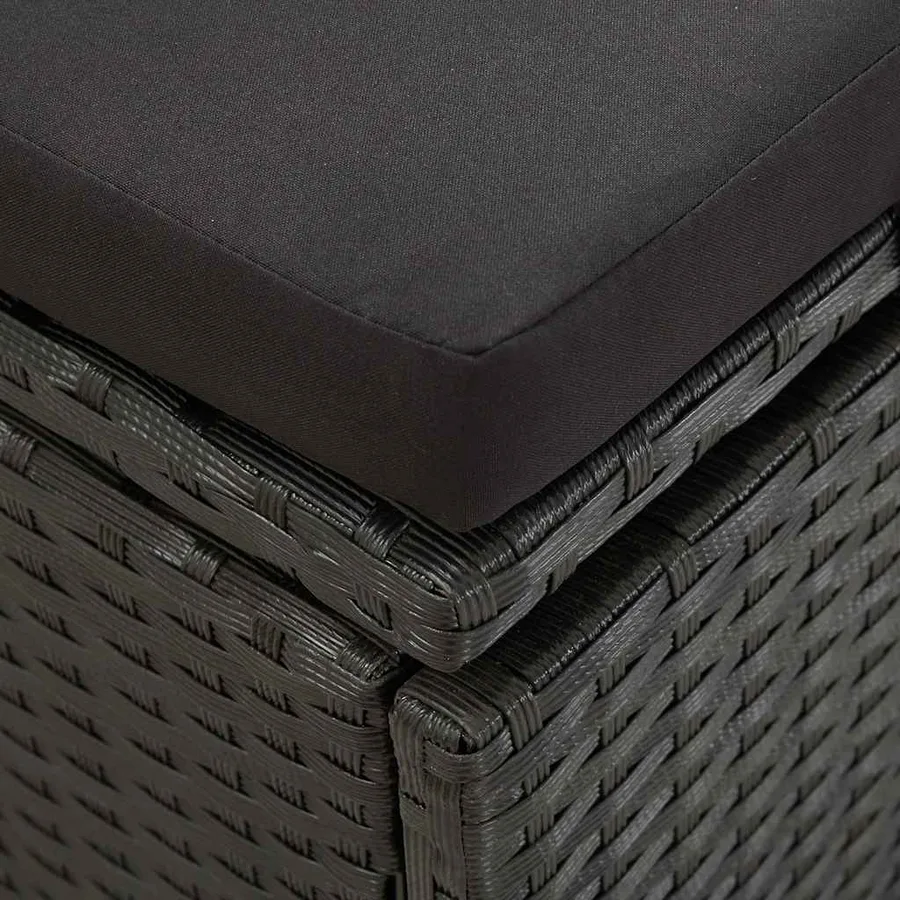 Chaise longue avec coussins Résine tressée Noir - 9