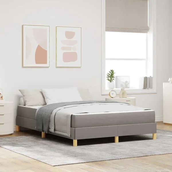 Lit à ressorts avec matelas Taupe 160 x 200 cm tissu