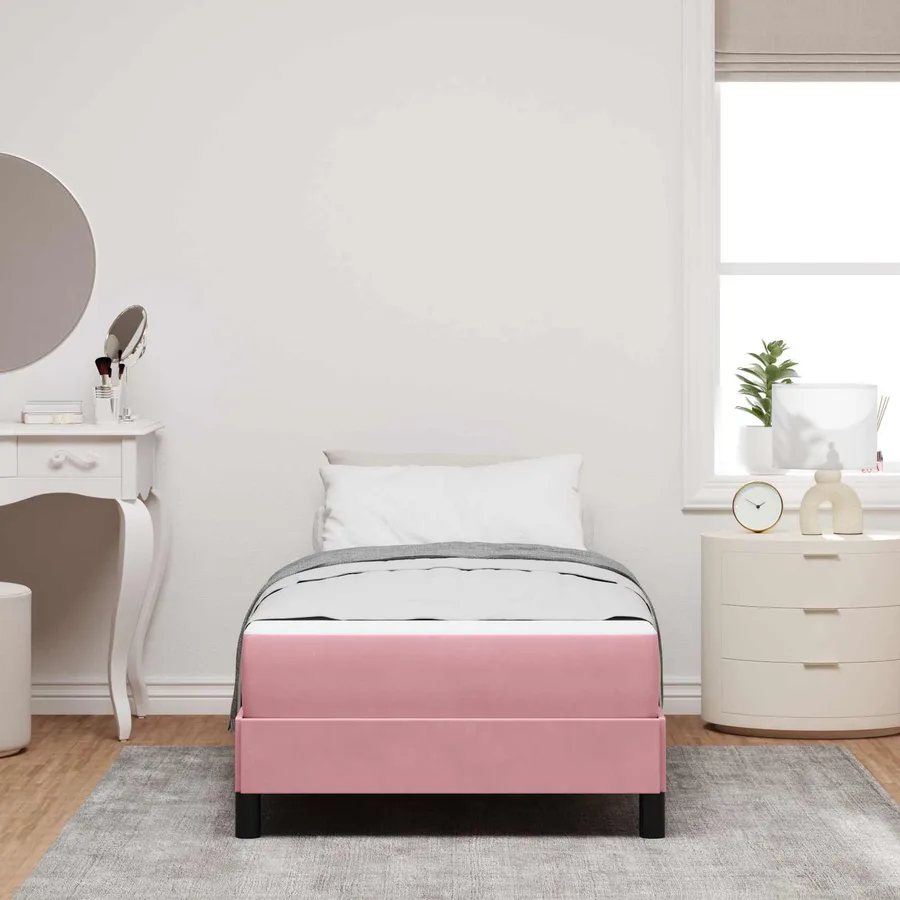 Lit à ressorts avec matelas Rose 80 x 200 cm tissu - 4