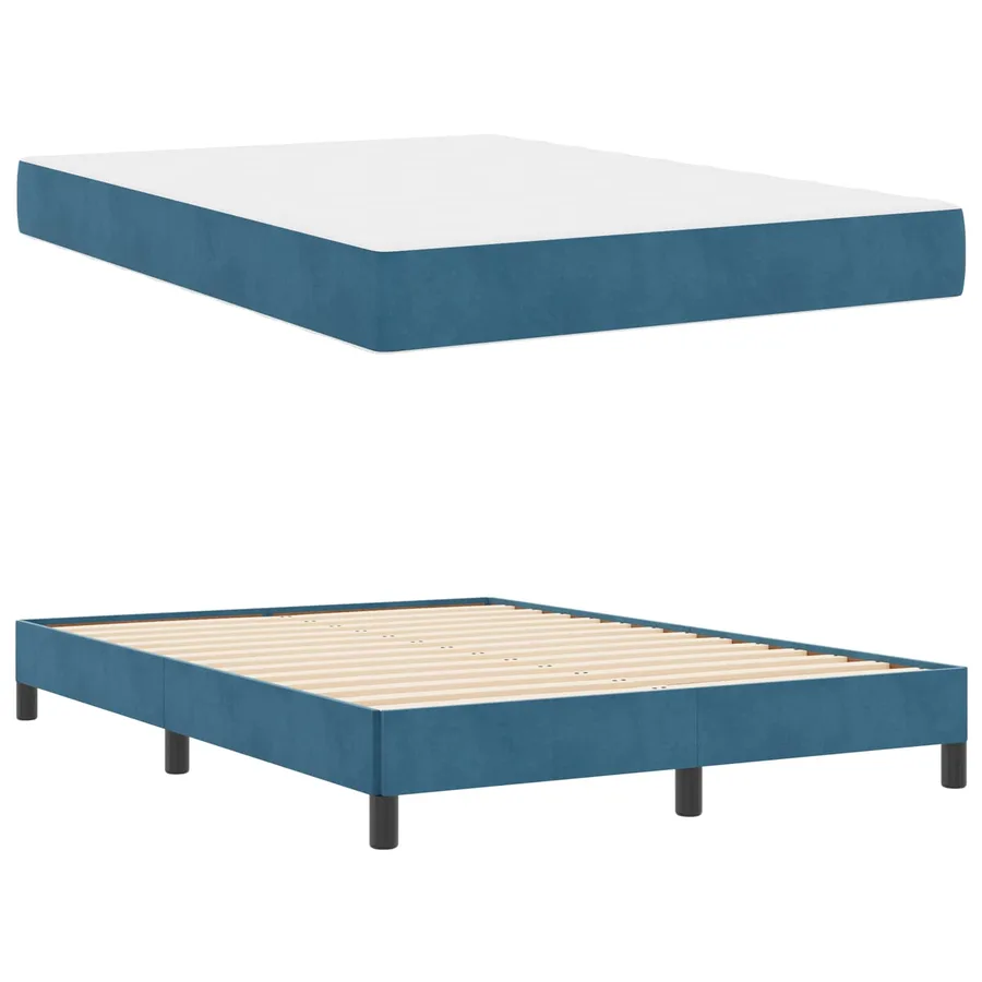 Lit à ressorts avec matelas Bleu foncé 140 x 190 cm tissu - 5
