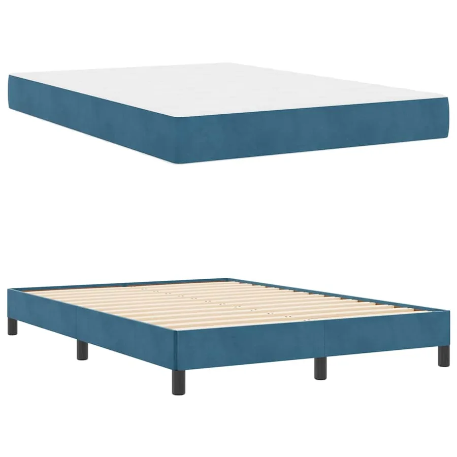 Lit à ressorts avec matelas Bleu foncé 140 x 190 cm tissu - 6