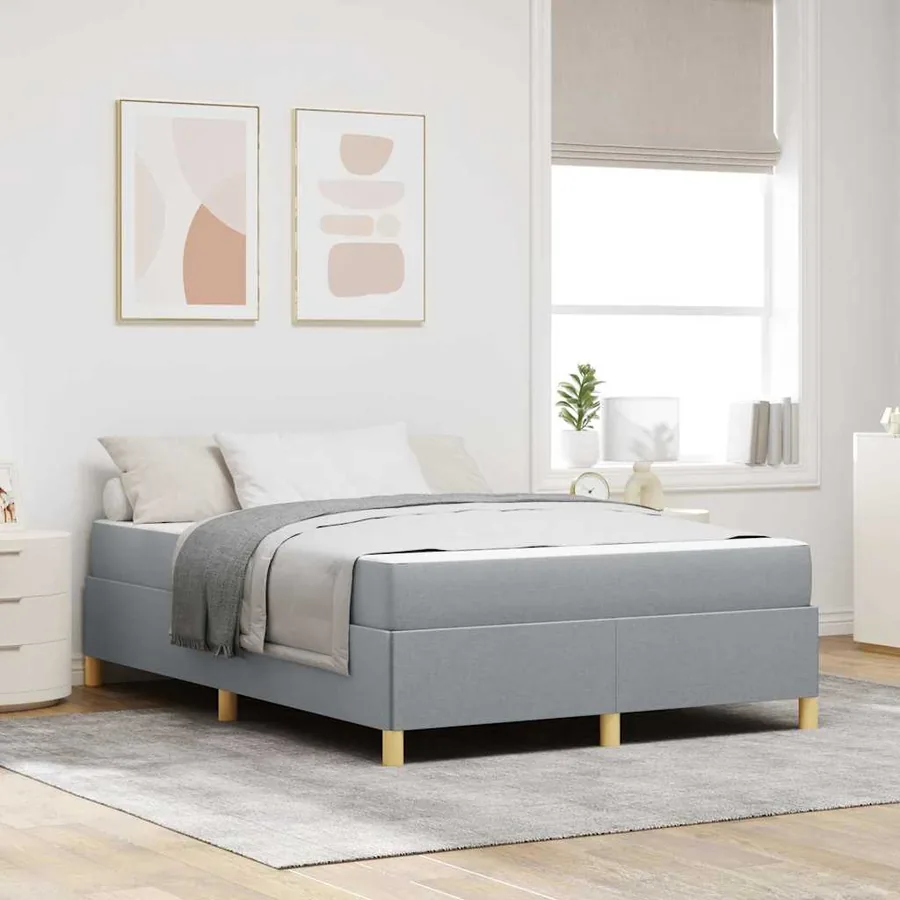 Cadre de lit avec matelas Gris clair 140 x 200 cm tissu