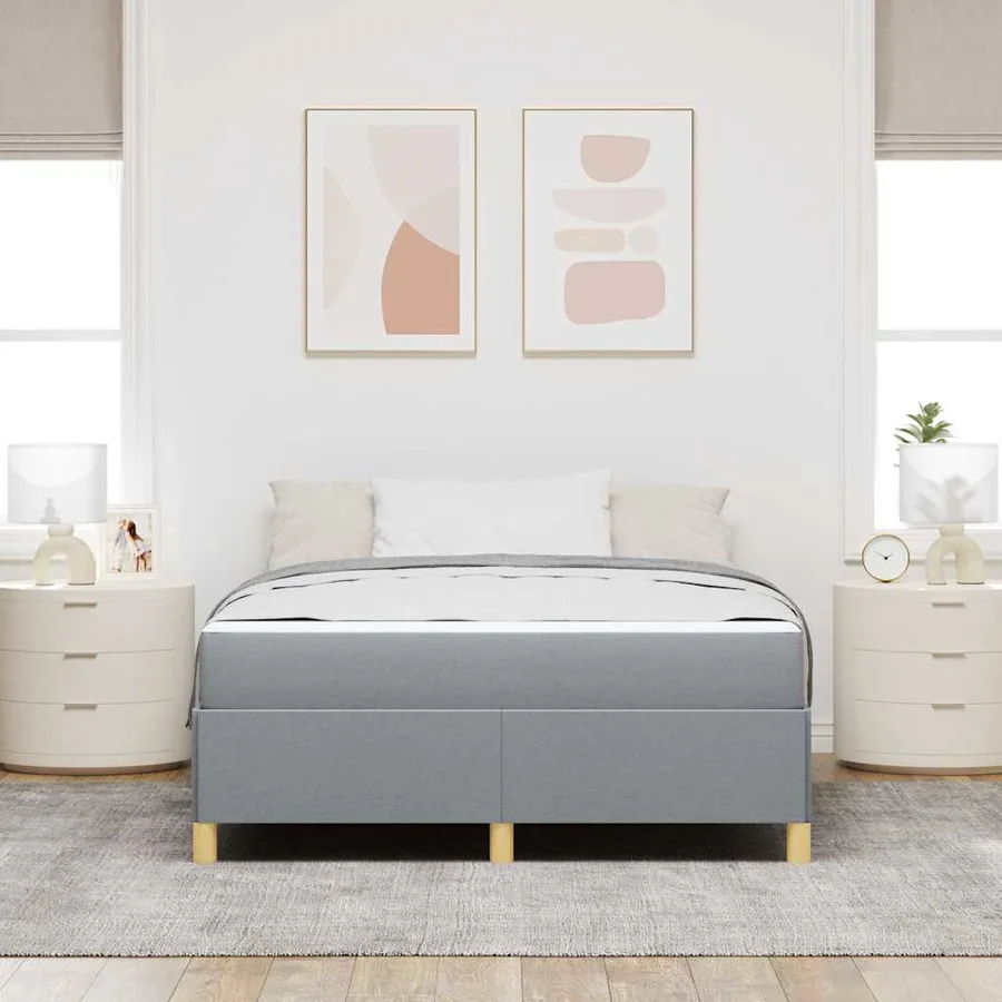 Cadre de lit avec matelas Gris clair 140 x 200 cm tissu - 3
