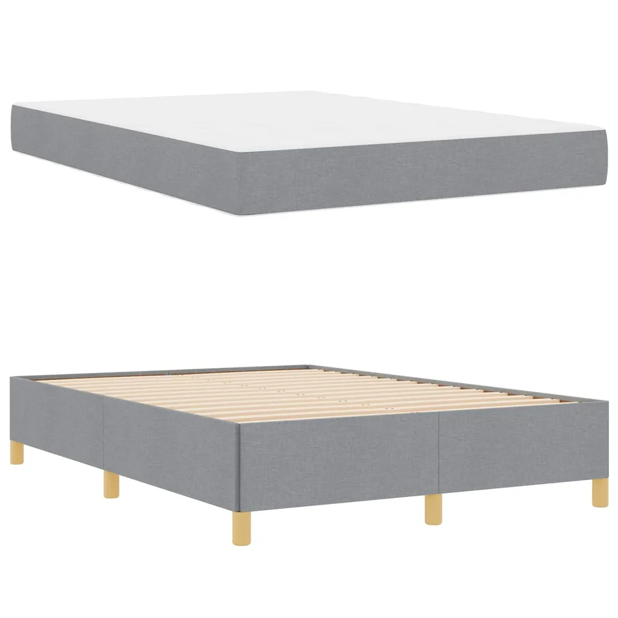 Cadre de lit avec matelas Gris clair 140 x 200 cm tissu - 5
