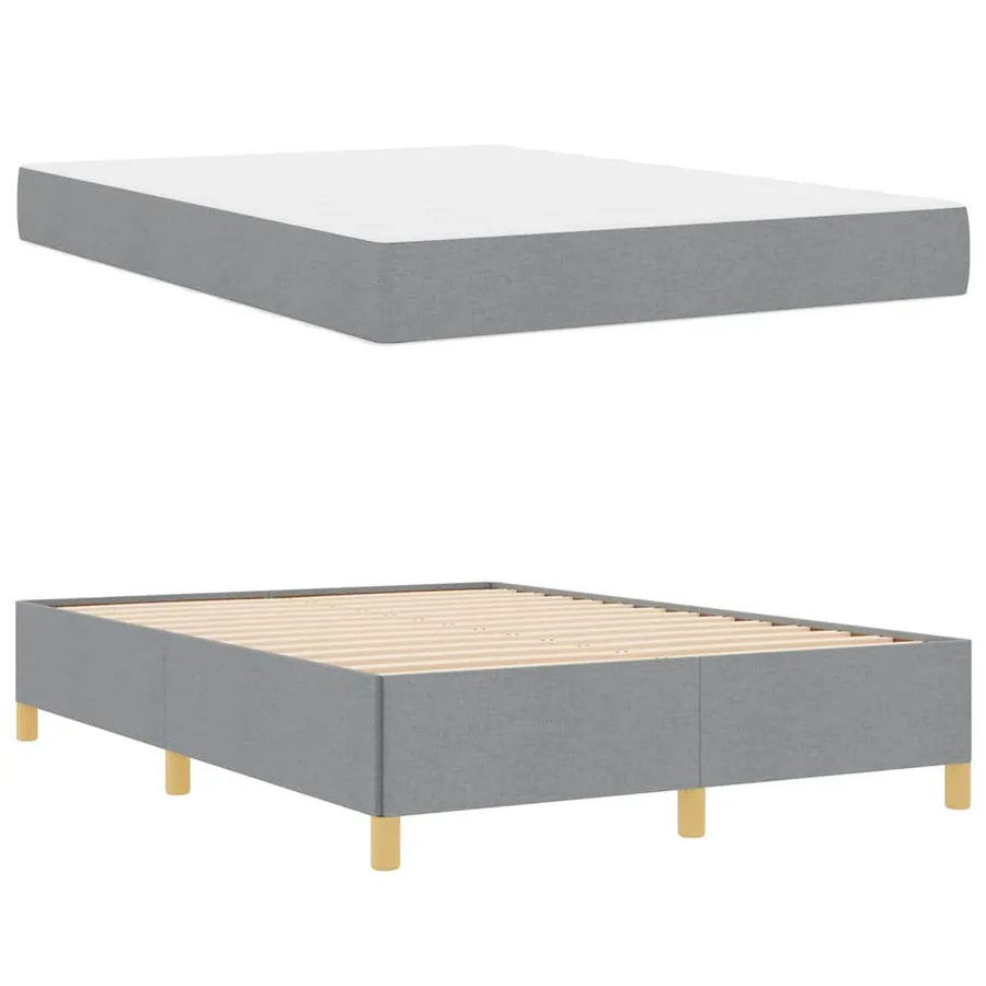 Cadre de lit avec matelas Gris clair 140 x 200 cm tissu - 6