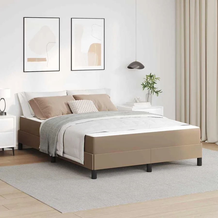 Cadre de lit avec matelas Cappuccino 140 x 190 cm tissu