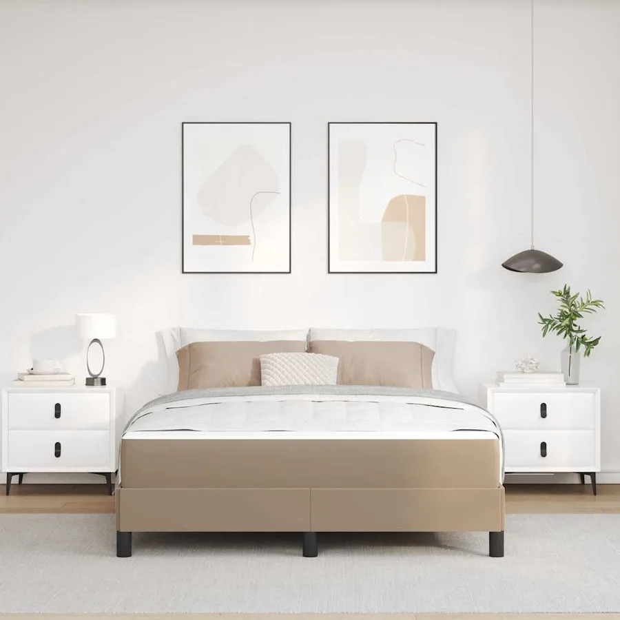 Cadre de lit avec matelas Cappuccino 140 x 190 cm tissu - 3